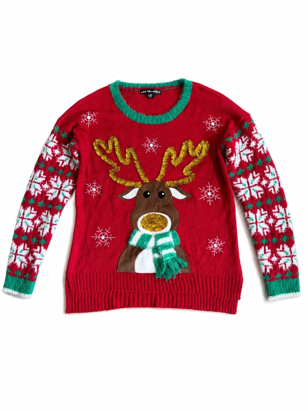 United States Sweaters Women's Festive Reindeer Christmas Sweater Holiday Medium
